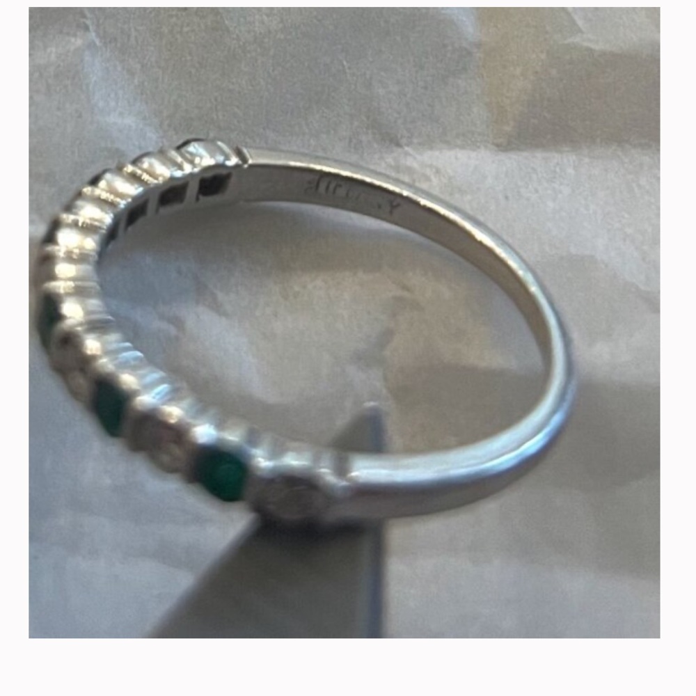 Tiffany & Co. Platinum Emerald & Diamond Ring - Picture 2 of 9